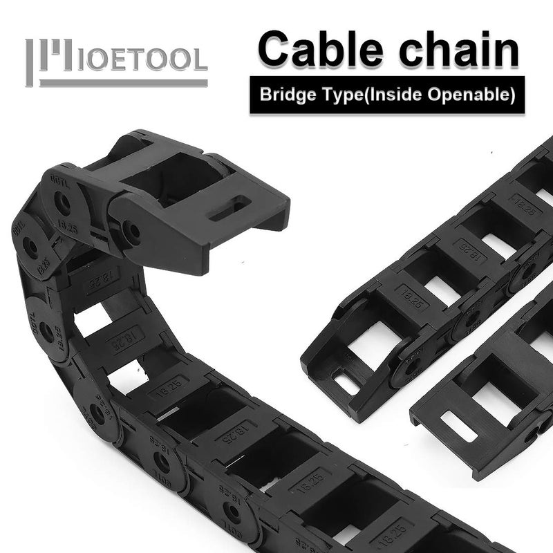 LMioEtool Pack of 2, R38 18mm x 25mm(Inner H x Inner W) Black Plastic Cable Wire Carrier Drag Chain 1M Length for CNC, with End Connectors - Bridge Type (Inner Side openable) - Image 4